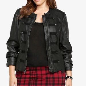 EUC Torrid Black Leather Military Jacket